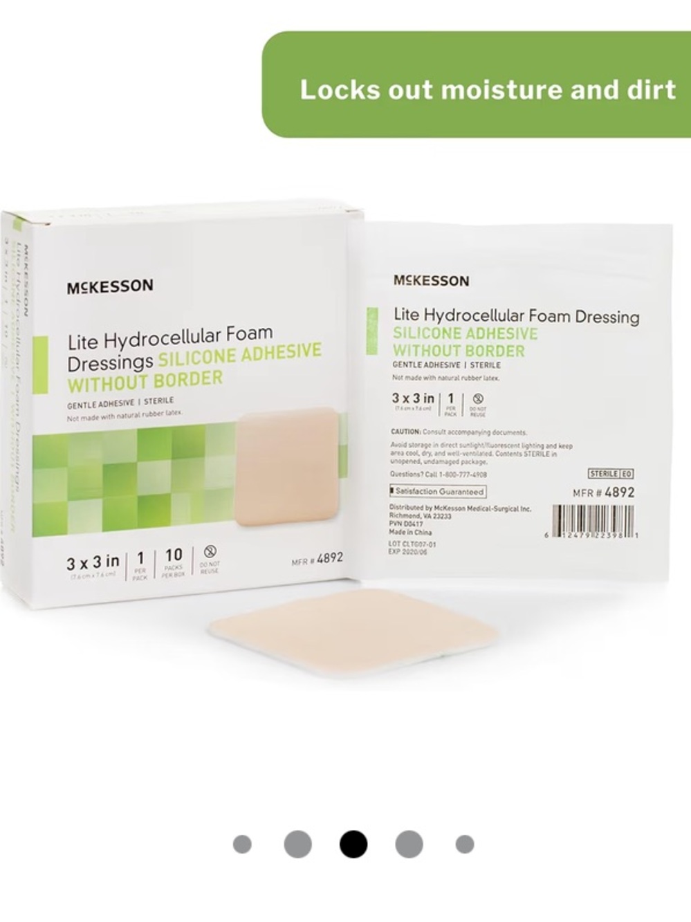 McKesson Lite Hydrocellular Foam Dressings, Sterile 3 in x 3 in 10 Count